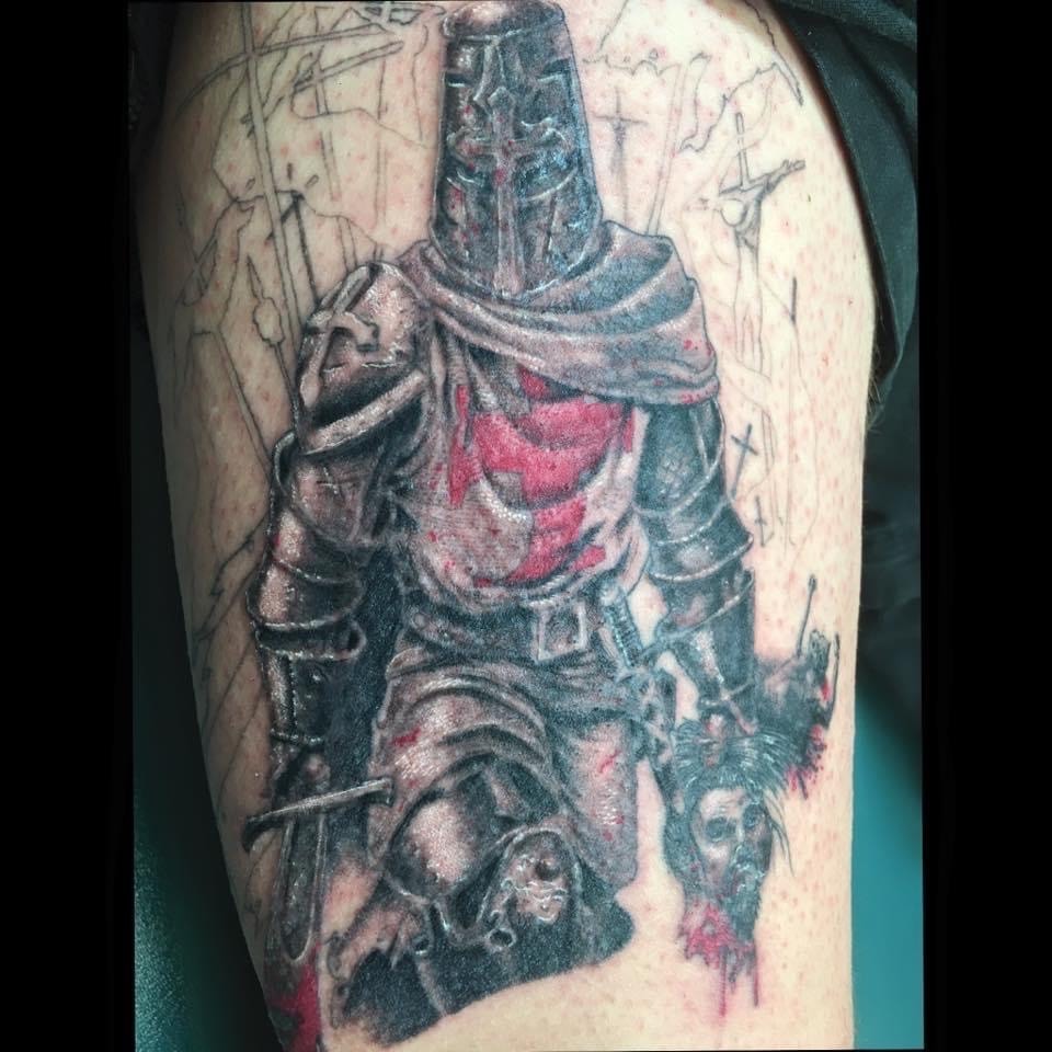 Crusader knight tattoo by Ghost