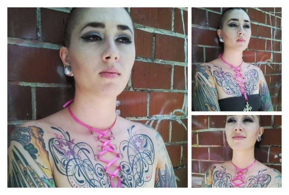 Corset lacing piercing work by Tattoo Liz
